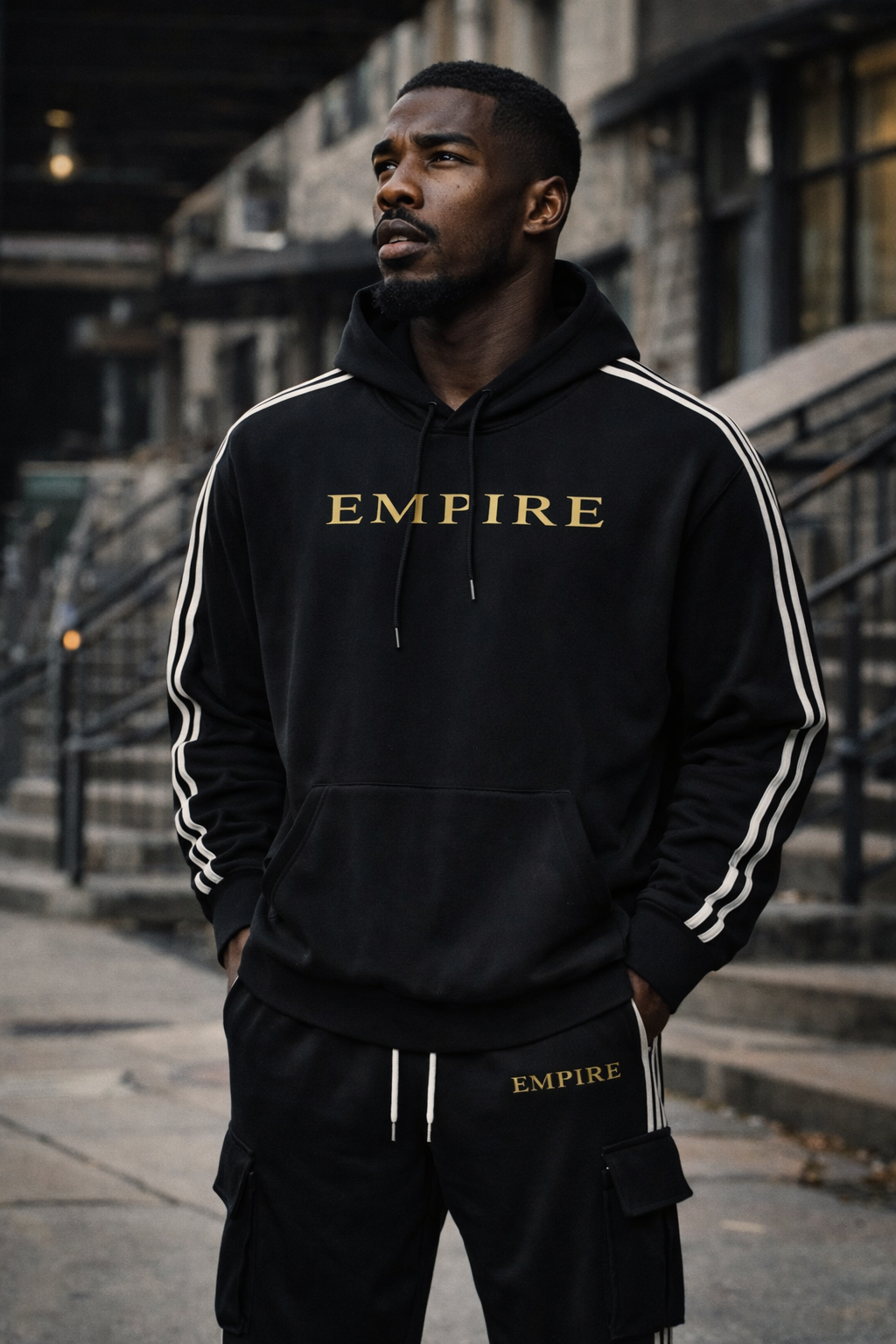 Side Stripe Drop-Shoulder Hoodie