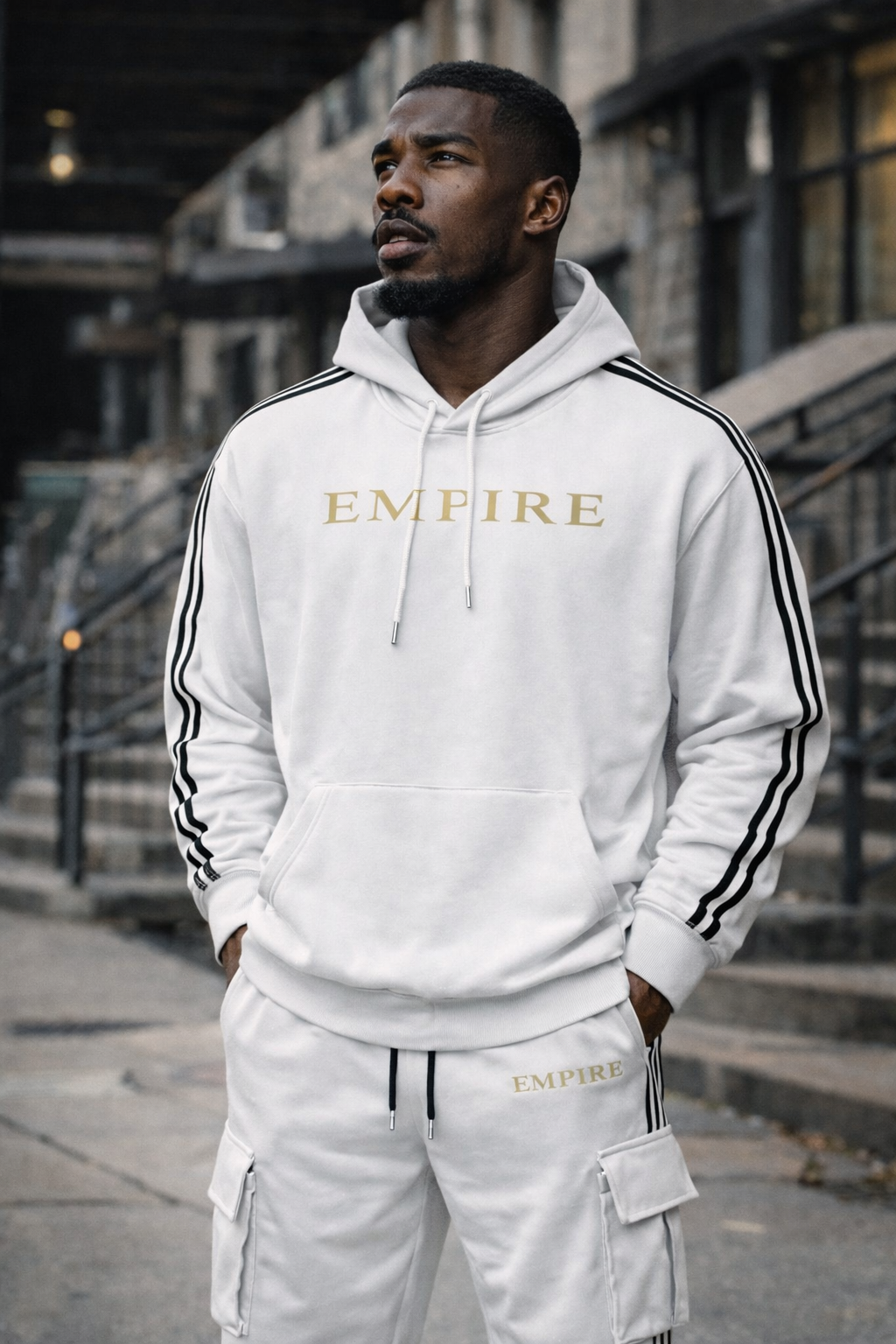 Side Stripe Drop-Shoulder Hoodie